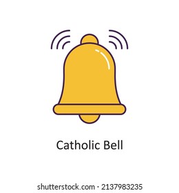Catholic Bell vector Filled Outline Icon Design illustration. Easter Symbol on White background EPS 10 File