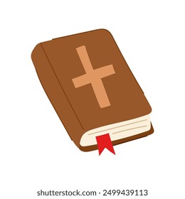 catholic bible cartoon. book prayer, hand pray, open worship catholic bible sign. isolated symbol vector illustration