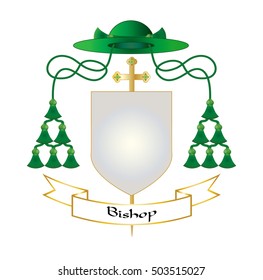 Catholic bishop coat of arms - Ecclesiastical heraldry vector design, blank template.