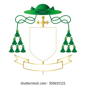 Catholic bishop coat of arms - Ecclesiastical heraldry vector design, blank template.