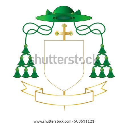 Catholic bishop coat of arms - Ecclesiastical heraldry vector design, blank template.