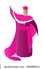 Catholic bishop in violet or purple robes, with a biretta hat. Abstract vector illustration
