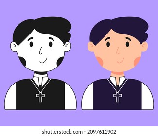 Catholic boy vector avatar. Religion uniform illustration