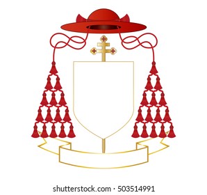 Catholic cardinal coat of arms - Ecclesiastical heraldry vector design, blank template.