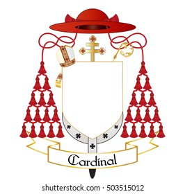 Catholic cardinal coat of arms - Ecclesiastical heraldry vector design, blank template.