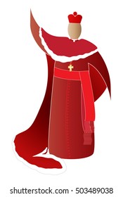 Catholic cardinal in red robes, with a hat, abstract vector illustration