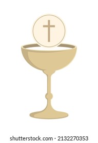 catholic chalice with wine icon isolated