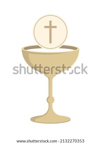 catholic chalice with wine icon isolated