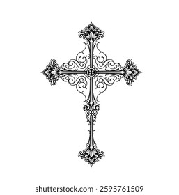 Catholic christian cross with ornament vector 