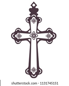 Catholic christian religiouscross with ornament vector icons.