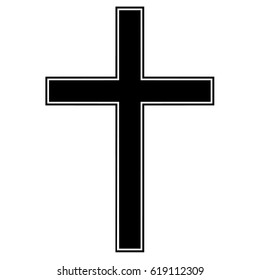 Catholic Church Cross tattoo tribal design. Isolated vector on white background.