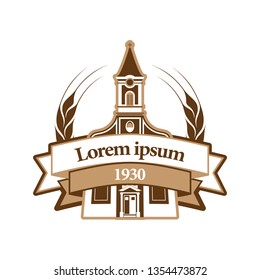 Catholic church emblem design on isolated white background