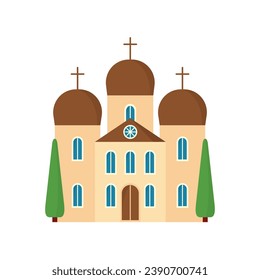 Ilustración vectorial de diseño plano de la Iglesia Católica. Icono de templo católico plano aislado