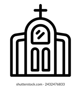 Catholic church icon outline vector. People mass building. Ritual belief