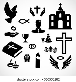 Catholic church icon set vector