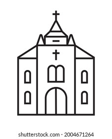 Catholic church icon vector in line style. The Gothic church sign. Christianity is a simple illustration. The Christian organization is a symbol.