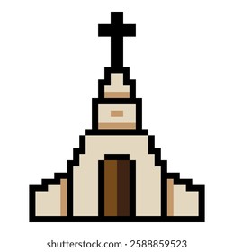 Catholic Church Isolated Pixel Art Icon