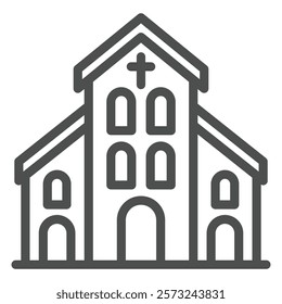 Catholic church line icon, easter holiday concept. Vector graphics. Church building, religion for prayers sign on white background, outline style icon for mobile or web design