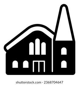 Catholic Church solid icon, Happy Easter concept, Church building sign on white background, spiritual building with tower icon in glyph style for mobile and web design. Vector graphics