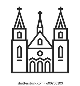 Catholic church vector icon in simple outline style. This icon are perfect for your websites and applications.