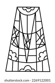 Katholisches Kirchenfenster mit Muster im Konturstil. Vektorgrafik