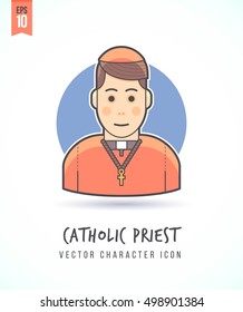 Catholic clergyman illustration People lifestyle and occupation Colorful and stylish flat vector character icon