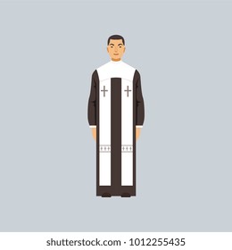 Catholic clergyman, representative of religious confession vector Illustration