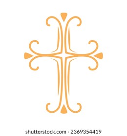 catholic cross golden illustration vector isolated