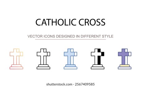 Catholic Cross icon design with white background stock illustration