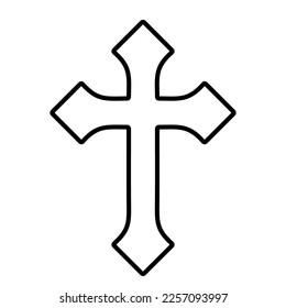 catholic cross icon on white background, vector illustration.