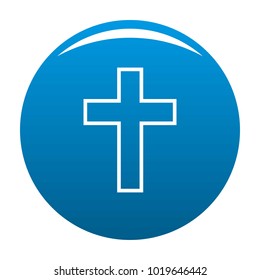 Catholic cross icon vector blue circle isolated on white background 