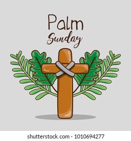 catholic cross and palm branches religion