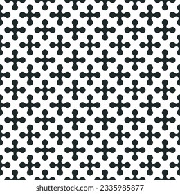 Catholic cross pattern. Gothic lattice ornament. Window tracery church wallpaper. Monochrome seamless grid background. Vector fabric, textile print