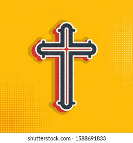 catholic cross pop art style vector icon illustration vector, can be used for web and design. Vector pop art style vector icon.