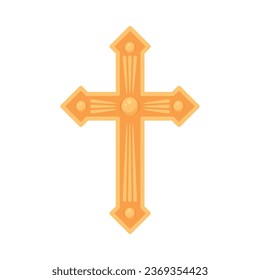 catholic cross shiny golden vector isolated