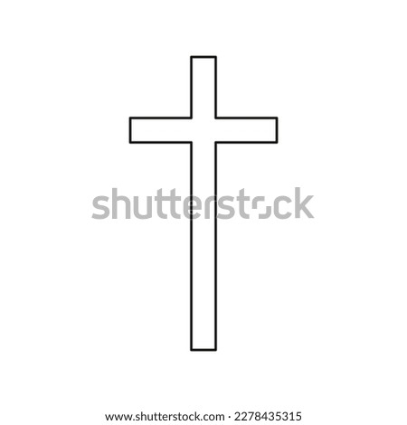 Catholic cross, single line drawing. Traditional religion symbol. Church sign cross one line art. Vector illustration