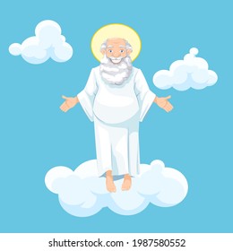 Katholischer Gott, religiöse Themen, ein älterer und fröhlicher Großvater als eine Art christlicher Gott