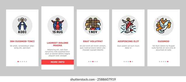 catholic holidays church easter onboarding mobile vector christian religion, god prayer, religious decor, heaven candle, bible catholic holidays church easter illustrations