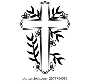 Catholic holy cross religious hand drawn illustration