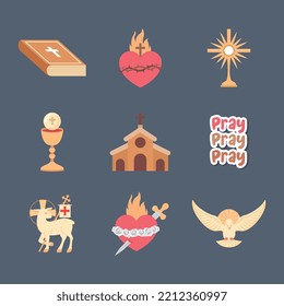 catholic icons set . vector illustration