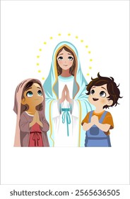 Catholic illustration of Virgin Mary with children