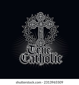 Catholic image with cross and thorns
