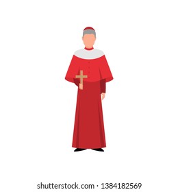 Catholic italian cardinal in red clothes and small cap