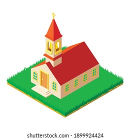 Catholic kirch icon. Isometric illustration of catholic kirch vector icon for web