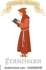 catholic monk in robe with prayer book