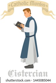 catholic monk in robe with prayer book
