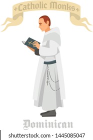 catholic monk in robe with prayer book