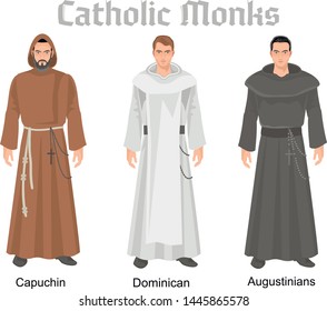 Catholic Monks In Robes, Flat Character