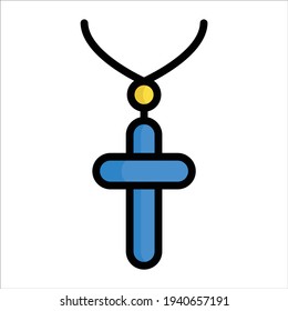 catholic, necklace flat line icon 