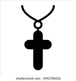 catholic necklace flat line icon           
